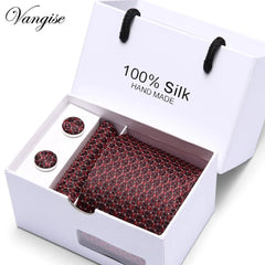 High Quality Silk Ties for Men 145cm Long Fashion Red Necktie 7.5cm Wide Formal Plaid Men's Tie  Drop Shipping