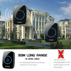 Wireless Waterproof Doorbell 300m Range US EU UK AU Plug Home Intelligent Door Bell Chime 1 2 Button 1 2 3 Receiver