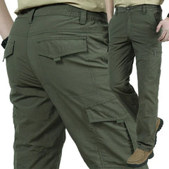 Men Waterproof Work Cargo Long Pants with Pockets Loose Trousers Many Pockets