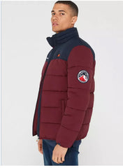 Mens Ellesse Jacket Nebula Padded Burgundy Jacket