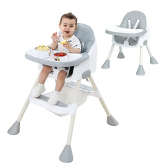 Baby High Chair 6 Months Plus, 2-in-1  with Footrest, Detachable Double Tray, Easy to Clean Feeding