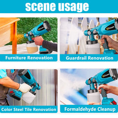 800ML Cordless Electric Spray Gun Portable Paint Sprayer Auto Furniture Steel Coating Airbrush Compatible For Makita 18V Battery