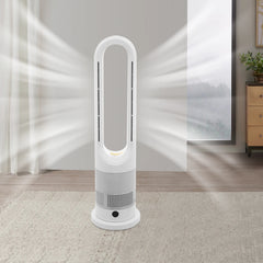 Cooling & Heating Bladeless Fan 220V W/ Timer Remote Control 8 Wind Speed Home Silent  Air Conditioner Heater LED Display
