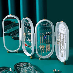 Earring Holder Stand for Women Foldable Jewellery Display Stand Box Jewelry organizer with mirror necklace organizer Suitable