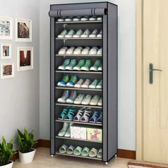 6-10 Tier Multi-Layer Shoe Cabinet with Dust-Proof Rolling Shutter Door, Easy to Assemble