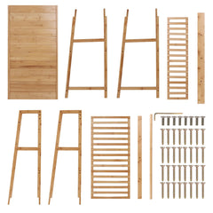 Bamboo Clothes Rail Rack Free Standing Garment Rack with 3 Storage Shelves and 10 Hooks