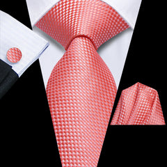 Hi-Tie Pink Black Blure Beige Purple Tie For Men Groom Wedding Necktie Pocket Square Cufflink Plaids Accessory Wholesale