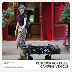 Outdoor camping mini cart, camping fashion item with simple design, anti pulley and adjustable pull rod, lightweight folding
