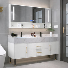Marble Countertop Bathroom Vanity Set with Smart Mirror & Solid Wood Cabinet – X.H.S.H Modern Style (Model XH08)