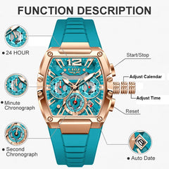 LIGE Creative Square Watch For Men Fashion Military Silicone Waterproof Quartz Man Wristwatch Outdoor Sports Date Chronograph