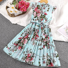 Flowers Girls Dress Summer Sleeveless Fashion Elegant Little Princess Dress Birthday Dance Party Gifts Kids Clothes 4-12 Years