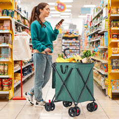 Folding Hand Truck Black Big Lightweight Cart Portable Telescopic Dolly Backpack Luggage Travel Moving Shopping Trolleyh