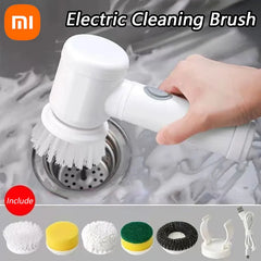 Xiaomi Electric Spin Scrubber Bathroom Cleaning Brush with 5 Brush Heads 5 in 1 Cleaning Brush Kitchen Dishwashing Brush Gadgets