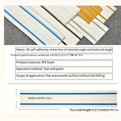 230cm/roll 3D foam wall trim strip sticker self-adhesive waterproof ceiling floor waist line sticker decorative skirting