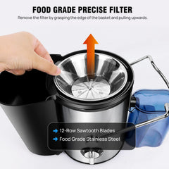 Juicer Machines Centrifugal Juicer Extractor Max Power 1000W, Wide Mouth Feed Chute for Fruit and Vegetables, 400W Motor