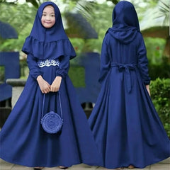 Baby Dress For Wedding Pink Muslim Baby Girls' Ramadan Abaya With Hijab Full Length Robe Burka Maxi Little Kid детская одежда