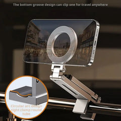 Mini Tripod Foldable Magnetic Phone Holder, Portable Travel Stand Tripod for IPhone & Android, Suitable for Desk/Plane/Train