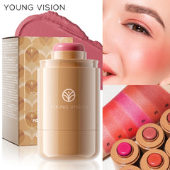 YOUNG VISION powder blusher stick, natural 6 color, matte, portable, lip and cheek pocket, rouge cream