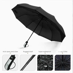 10 Ribs Portable Strong Frame Umbrella Strong Windproof Automatic Open Close Folding Umbrella Compact Travel for Men Women