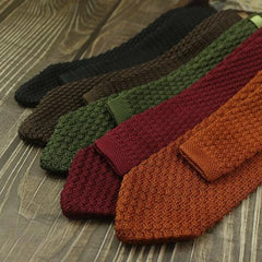 7Cm Knitted Tie Men'S Casual Versatile Women'S College Style Solid Color Dark Red Army Green Tie For Men