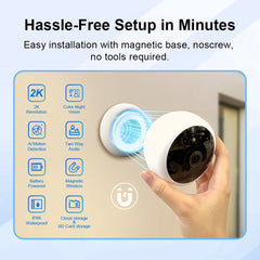2K Wifi Magnetic Battery Security Camera Indoor/Outdoor 5MP Wireless IP Camera Color Night Vision Motion Tracking Surveillance