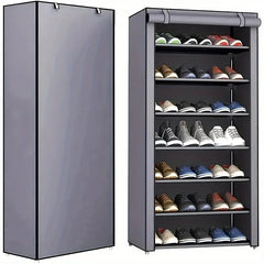 6-10 Tier Multi-Layer Shoe Cabinet with Dust-Proof Rolling Shutter Door, Easy to Assemble