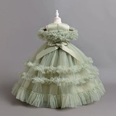 children's dress birthday party stage performance elegant embroidered one-shoulder girl princess dress