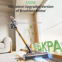 Cordless Vacuum Cleaner, 550W 45KPA 40Mins Cordless Stick Vacuum Cleaner With Touch Screen, Self-Standing,Wall Mount Charging