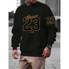 US 23 art word design clothing, fashion casual crew neck sweater, fall, men's street style fleece hooded sweatshirt