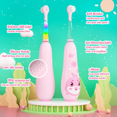 Seago Kids Electric Toothbrush Sonic Child Dolphin Colorful Observing LED 2 mins Smart Timer IPX7  Waterproof Teeth Cleaning