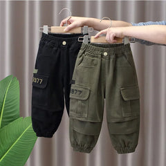 Spring and Autumn Kids Boys Pants 2024 New style Children's Handsome Cargo pants Cotton Boys Baby Casual Pants