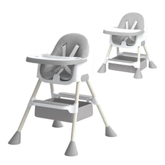 Baby High Chair 6 Months Plus, 2-in-1  with Footrest, Detachable Double Tray, Easy to Clean Feeding