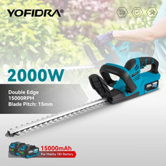 Electric Hedge Trimmer Lawn Mower Cordless Household Garden  Shrub Weeding Pruning Tools For Makita Battery Pin 2000W