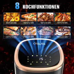 OYAJIA 1800W 6L Multi-Functional Air Fryer with Viewing Window, 8 Cooking Functions &Digital Display & Timer Function