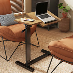 Bedside Laptop Desk with Hidden Wheels Rolling Sofa Side Table