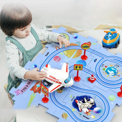 Kids Logic Board Game Jigsaw DIY Puzzles Electric Race Car Track Toys Slot Rail Toys Monetssori Construction Educational Toys