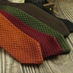 7Cm Knitted Tie Men'S Casual Versatile Women'S College Style Solid Color Dark Red Army Green Tie For Men