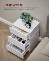 VASAGLE Bedside Table, with Adjustable Multi-Color LED Strip, 3 Drawers, Modern Style Side Table, 35 x 40 x 55 cm