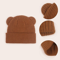 0-2year Baby Knitted Hat Kids Solid Color Woolen Pullover Cap Boys Girls Infant Winter Warm Beanies Basic Toddler Crochet Bonnet