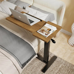 Bedside Laptop Desk with Hidden Wheels Rolling Sofa Side Table