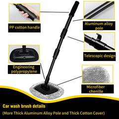 New Car Wash Mop Cleaning Brush Telescoping Long Handle Cleaning Mop Retractable Bent Bar Car Wash Brush Car Cleaning Tools
