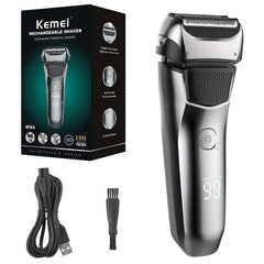 Kemei Washable Wet & Dry Electric Shaver For Men Face Beard Electric Razor Rechargeable Head Bald 3-Blade Shaving Machine System