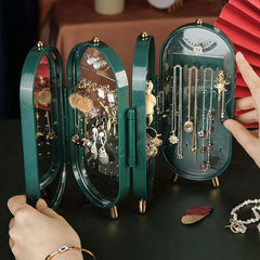 Earring Holder Stand for Women Foldable Jewellery Display Stand Box Jewelry organizer with mirror necklace organizer Suitable