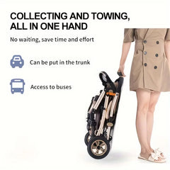 Foldable Baby Stroller Sit & Lie Portable 360° Swivel Front Wheel Trolley Cart Large Two-way Stroller with Sunshade for Infants