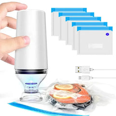 Electric Handheld Vacuum Sealer Pump Reusable Vacuum Food Storage Zipper Bags Set Kitchen USB Rechargeable Vacuum Food Sealers