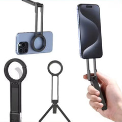 Magnetic Phone Tripod with Carabiner Clip Portable Dual-Side Phone Stand Desk Mount Selfie Handle Holder for iPhone 14-17 ProMax