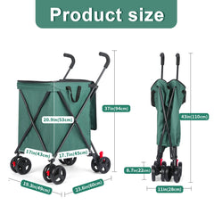 Folding Hand Truck Black Big Lightweight Cart Portable Telescopic Dolly Backpack Luggage Travel Moving Shopping Trolleyh
