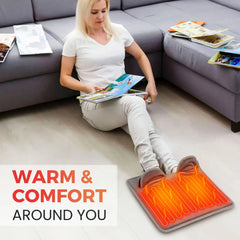 Electric Foot Heating Pad Portable Winter Soft Plush Washable Foot Warmer 4 Timer Heater Foot Warming Mat for Home Office