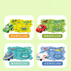 Kids Logic Board Game Jigsaw DIY Puzzles Electric Race Car Track Toys Slot Rail Toys Monetssori Construction Educational Toys