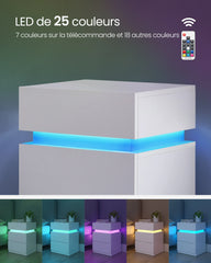 VASAGLE Bedside Table, with Adjustable Multi-Color LED Strip, 3 Drawers, Modern Style Side Table, 35 x 40 x 55 cm